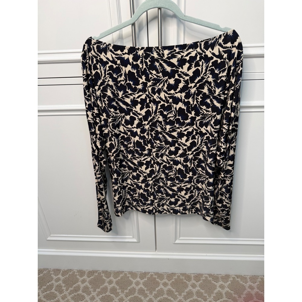 A.L.C. Floral Twist Back Top Women Size L Navy Cream NWT
